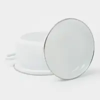 Кастрюля эмалированная, 3 л, d=21 см, с крышкой, индукция, без деколи, белая