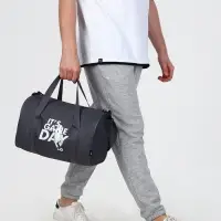 Сумка спортивная на молнии TEXTURA, с подкладкой, длинный ремень, с принтом, маленький размер, серая