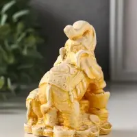 Фигурка гипс &laquo;Слон со слоненком на деньгах&raquo;, позолота, 6.5&times;10&times;7 см
