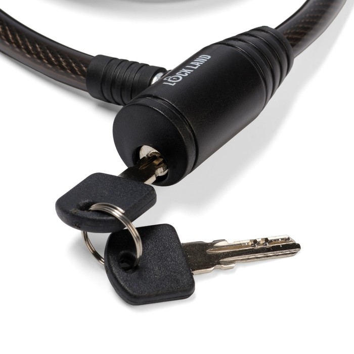 Замок навесной велосипедный LOCKLAND, 12х1200 мм, перфорированный ключ с пластиковой ручкой Замок навесной велосипедный LOCKLAND, 12х1200 мм, перфорированный ключ с пластиковой ручкой