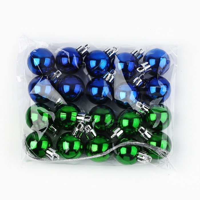 Новогодние шары ёлочные, на Новый год, d=3 см, 20 шт., цвет синий и зеленый Новогодние шары ёлочные, на Новый год, d=3 см, 20 шт., цвет синий и зеленый