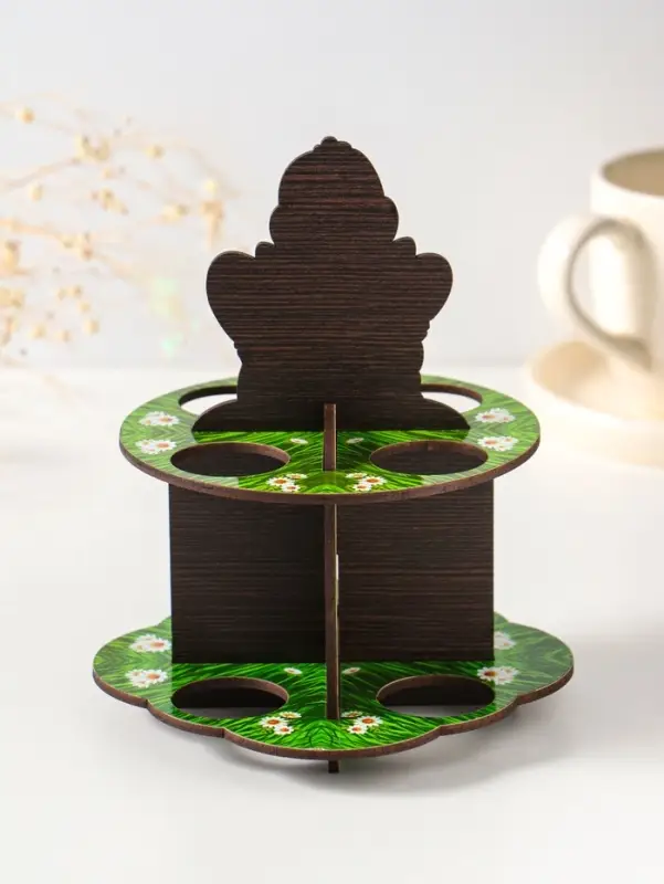 Подставка пасхальная на 8 яиц в двух ярусах "Цыпленок, 15,5х12,5 см