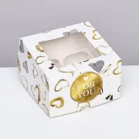 Коробка подарочная для 4 капкейков с окном &laquo;Для тебя&raquo;, 16&times;16&times;10 см