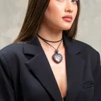 Кулон на шнурке &laquo;Сердце и бусина&raquo;, регулируемый, L=90 см, чёрный