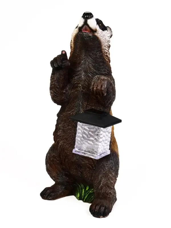 Садовая фигура - фонарь &laquo;Барсук с фонарём&raquo; из полистоуна, 18&times;16&times;41 см