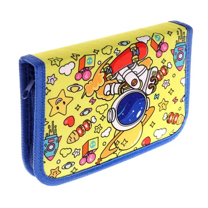 Пенал школьный на молнии, ткань 13 х 19,5 см Пенал школьный на молнии, ткань 13 х 19,5 см "Космос ", 1 секция