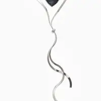 Кулон на затяжке 2 яруса медь "Медальон" 40/70см, сердце, цвет серебро