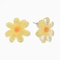 Серьги пластик "Цветочек летний" с блёсткой, цвет жёлтый