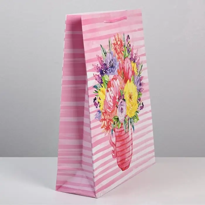 Пакет подарочный ламинированный, упаковка, With Love, L 28&times;38&times;9 см
