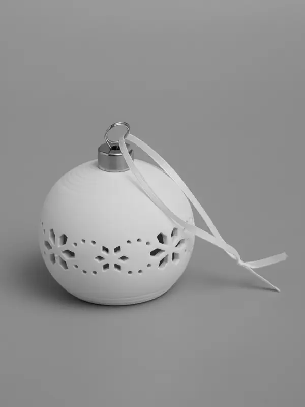 Ёлочный шар &laquo;Орнаменты&raquo;, 6.9&times;6.9&times;5.9 см, 1 LED, керамика, от батареек LR44&times;2, свечение тёплое белое
