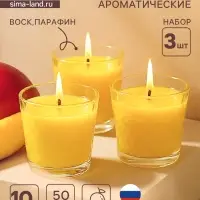 Ароматическая свеча в стакане, набор 3 шт., по 50 мл, 10 ч, 32 г, сочный манго