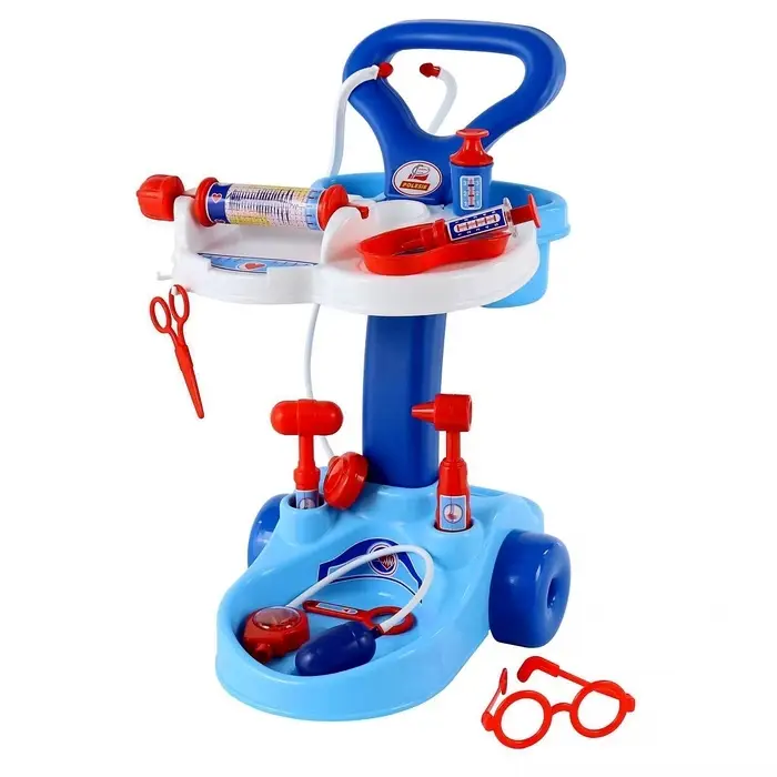 Игровой набор &laquo;Доктор&raquo;, тележка на колёсиках, 12 предметов