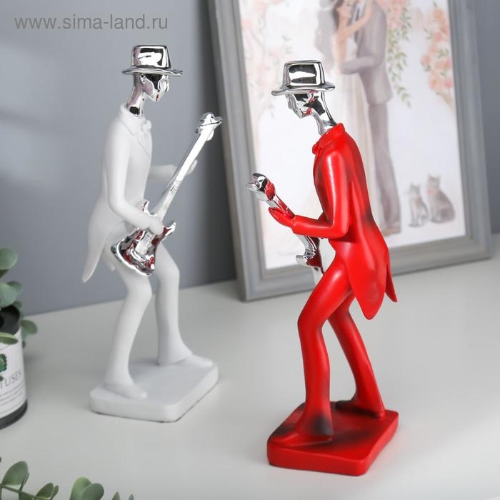 Сувенир полистоун  Сувенир полистоун "Музыкант с гитарой" белый с серебром 27,5х7,5х12,5 см