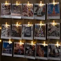 Гирлянда &laquo;Нить&raquo; 2 м роса с насадками &laquo;Прищепки-пингвин&raquo;, IP20, серебристая нить, 20 LED, батарейки ААх2 (не в комплекте), свечение тёплое белое