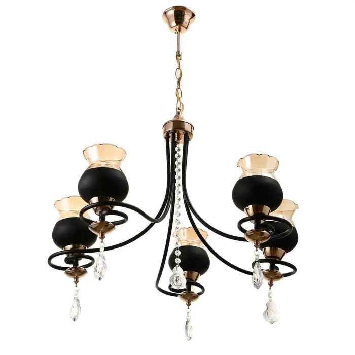 Светильник подвесной BayerLux &laquo;Лира&raquo;, люстра 5хЕ27, 40 Вт, чёрный, 60&times;60&times;85 см