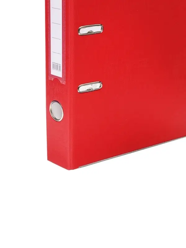 Папка-регистратор А4, 50 мм, ПВХ, тиснение &laquo;лен&raquo;, металлическая окантовка, карман на корешок, собранная, красная