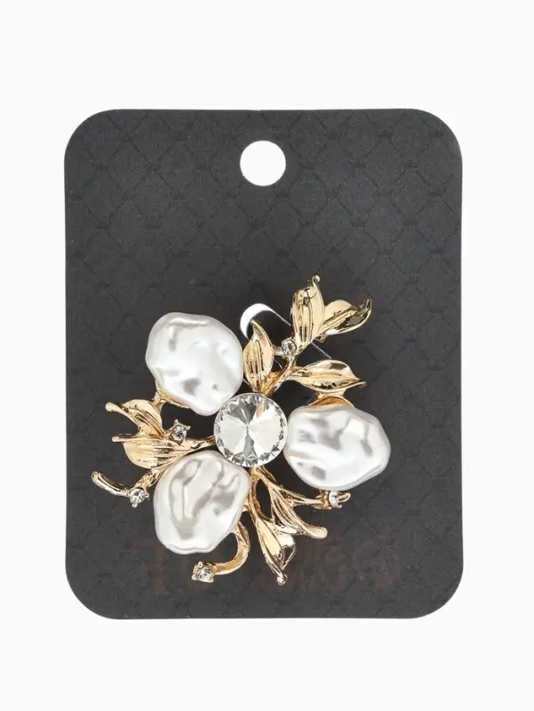 Брошь &laquo;Цветочек&raquo; роскошный, жемчуг, цвет белый в золоте