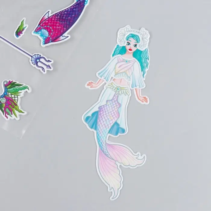 Наклейка-игра «Одень куклу. Русалка», для скрапбукинга, творчества, пластик, 15×20 см
