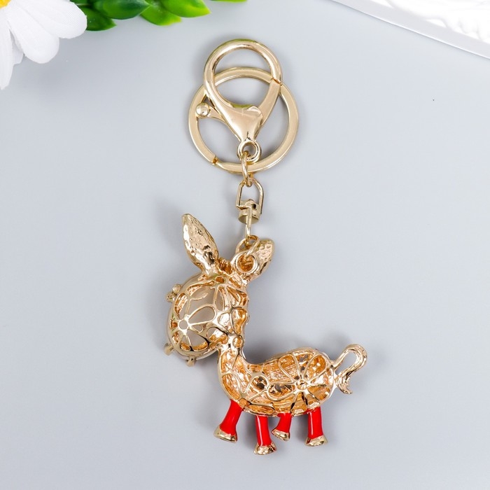 Брелок металл с карабином, эмаль, стразы Брелок металл с карабином, эмаль, стразы "Ослик" 12х5 см