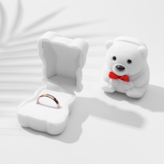 Футляр бархатный под кольцо «Мишка» 4,5×5×3,5, цвет белый Футляр бархатный под кольцо «Мишка» 4,5×5×3,5, цвет белый