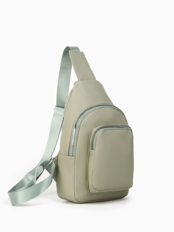 Рюкзак-слинг, 18*5,5*29 см, отд на молнии, 1 н/карман, зеленый