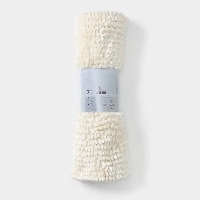 Коврик для дома LaDо́m, букли, плотность 1400 г, 50&times;80 см, велюровый, молочный
