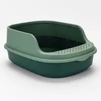 Лоток для кошек Фур-Мур 48×35.5 cм с высоким бортом + совок, Soft-touch, изумруд