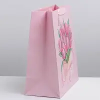 Пакет подарочный ламинированный, упаковка, «Тюльпаны 8 марта», ML 23 х 27 х 11.5 см