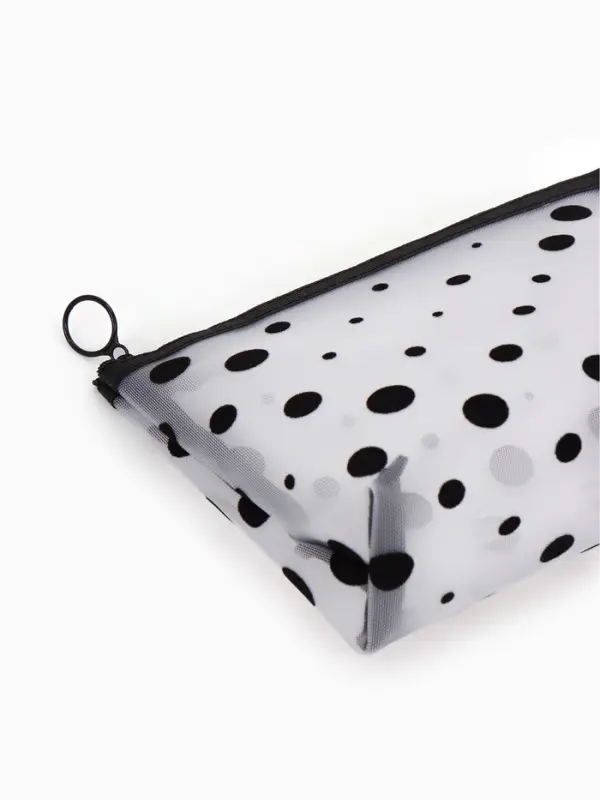 Косметичка дор Горох, сетка 17*6,5*13,5, отд на молнии, белый Косметичка дор Горох, сетка 17*6,5*13,5, отд на молнии, белый