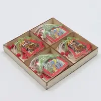 Елочные игрушки в деревянной подарочной упаковке, 12 шт.