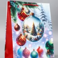 Пакет подарочный новогодний ламинированный, «Шар Новогодний» , 26×12×32 см