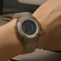 Часы наручные электронные, детские, ремешок силикон, серые