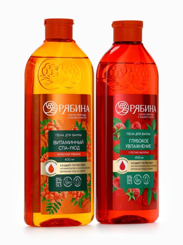 Пена для ванны, глубокое увлажнение, аромат малины, 400 мл, Рябина Пена для ванны, глубокое увлажнение, аромат малины, 400 мл, Рябина