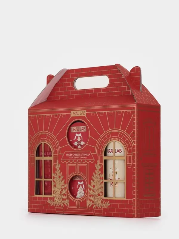 Подарочный набор новогодний в коробке дом: гель для душа 2 шт., соль и масло для душа, URAL LAB Подарочный набор новогодний в коробке дом: гель для душа 2 шт., соль и масло для душа, URAL LAB