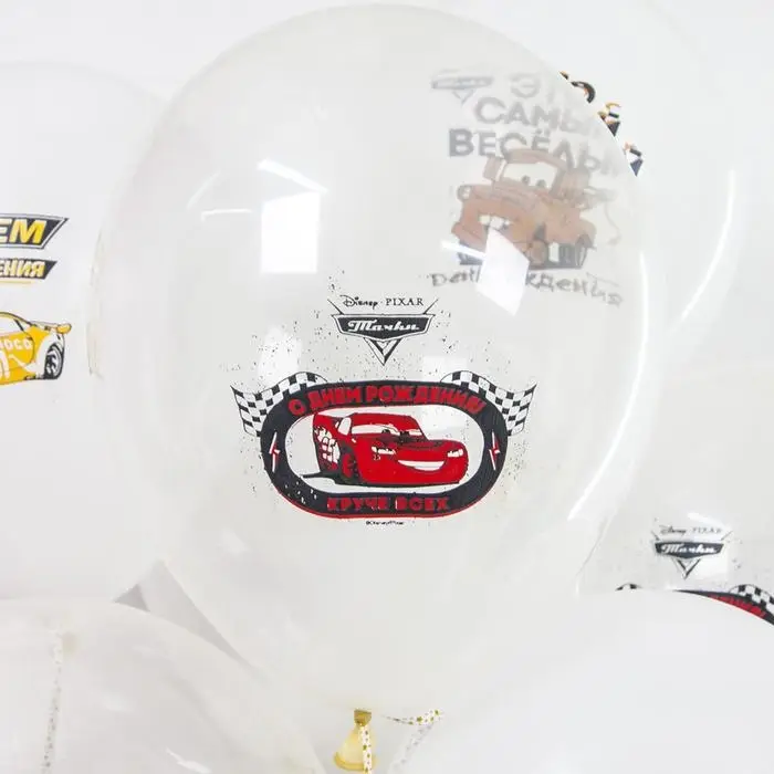 Шар латексный 12 Шар латексный 12" «Тачки. С днём рождения!», пастель, кристалл, 1-сторонний, набор 25 шт., МИКС