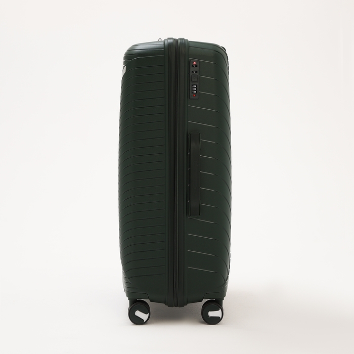 Чемодан большой 100 л (L), отдел на молнии, кодовый замок, 4 колеса, цвет зелёный Чемодан большой 100 л (L), отдел на молнии, кодовый замок, 4 колеса, цвет зелёный