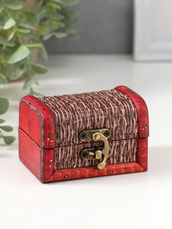 Шкатулка для украшений &laquo;Сундучок. Плетёнка&raquo;, дерево, 6.3&times;8.8&times;6.5 см