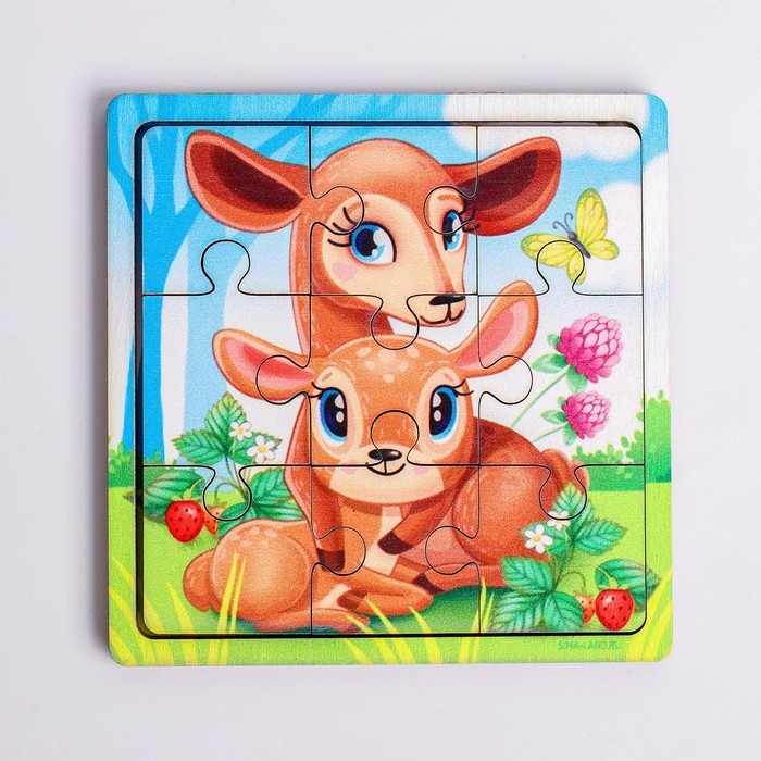 Пазл «Олениха и оленёнок», 9 деталей Пазл «Олениха и оленёнок», 9 деталей