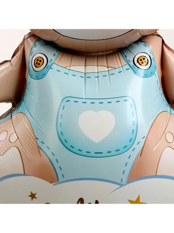 Воздушный шар фольгированный 62" &laquo;Мишка в короне &mdash; мальчик&raquo;, на подставке