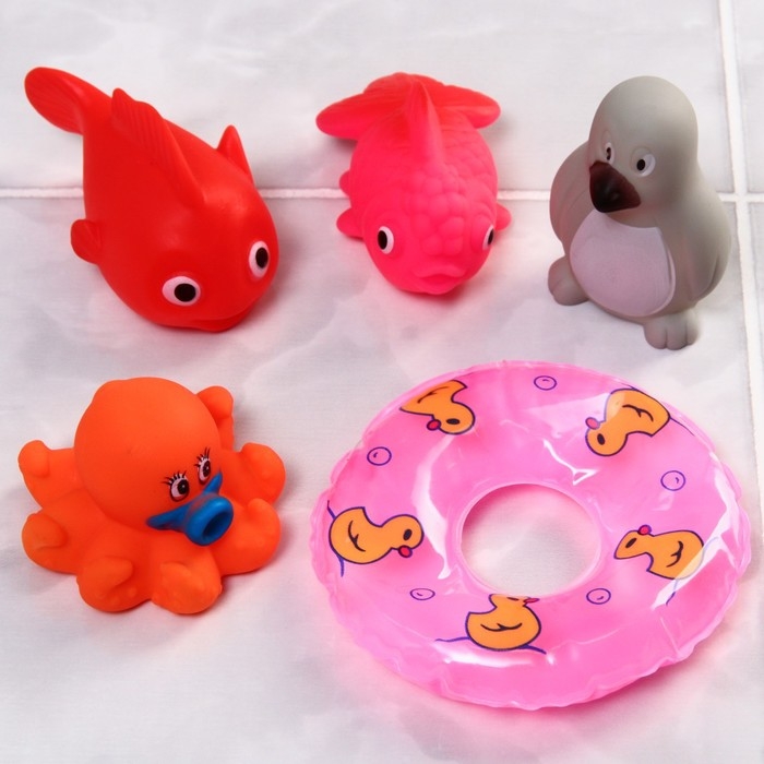 Набор резиновых игрушек для ванны «Морские жители», с пищалкой, 10 шт, Крошка Я Набор резиновых игрушек для ванны «Морские жители», с пищалкой, 10 шт, Крошка Я