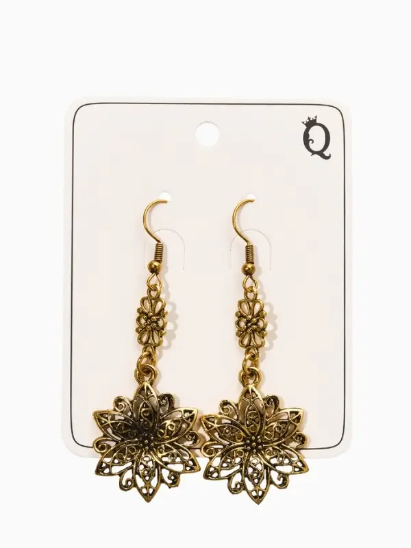 Серьги метал Серьги метал "Аутентичность" цветы, цвет чернёное золото