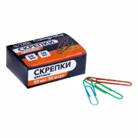 Скрепки 50 мм цветные в картонной коробке 50 штук