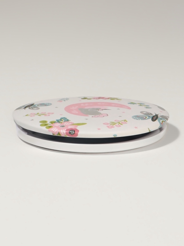 Зеркало складное «Единороги», d = 7,3 см, с увеличением, цвет белый