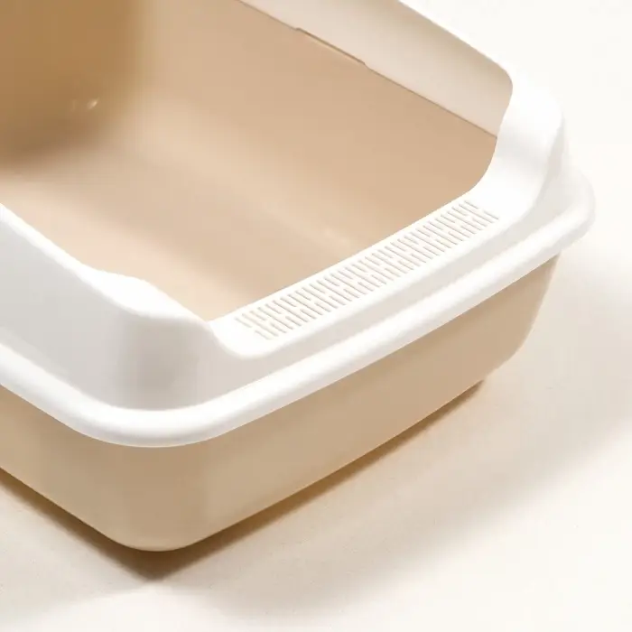 Лоток для кошек, 50.5&times;39&times;23 см, без сетки, пластик, бежевый