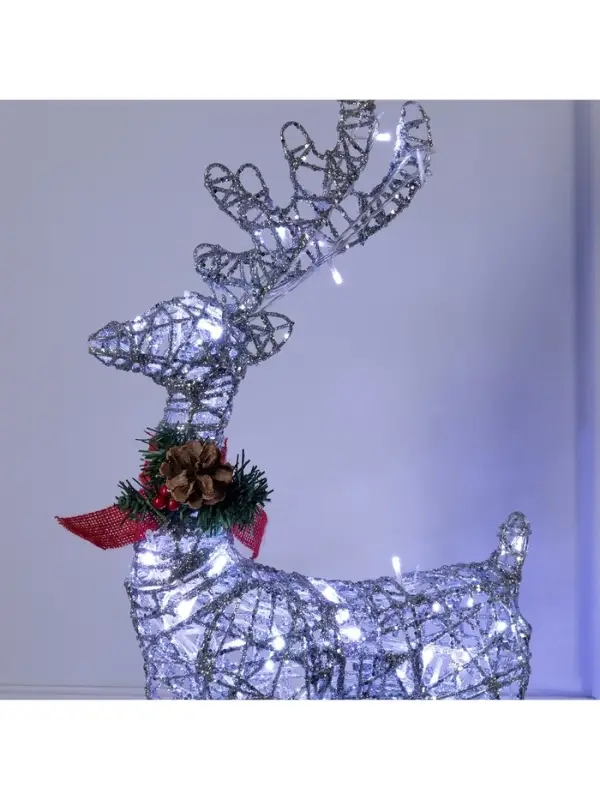 Светодиодная фигура &laquo;Олень серебристый&raquo;, 35&times;60&times;10 см, металл, 220 В, свечение белое