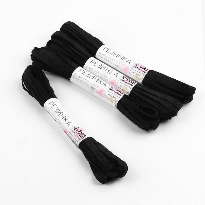 Резинки вязаные, 8 мм, 4.5 м, 4 шт., чёрные Резинки вязаные, 8 мм, 4.5 м, 4 шт., чёрные