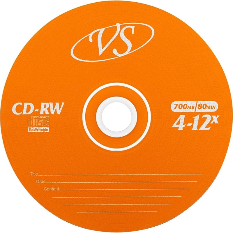 Носители информации CD-RW, 4x-12x, VS, Slim/5, VSCDRWSL501