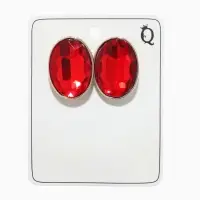 Серьги клипсы для ушей QF &laquo;Овал&raquo;, цвет серебро, красный
