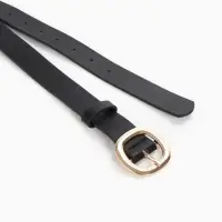 Ремень женский, 2.8&times;107 см, 1 прокол, золотистая пряжка, чёрный