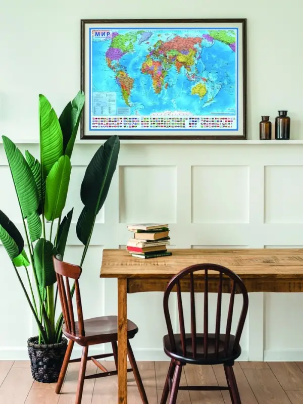 Карта мира политическая, 117&times;80 см, 1:28 млн, интерактивная, ламинированная